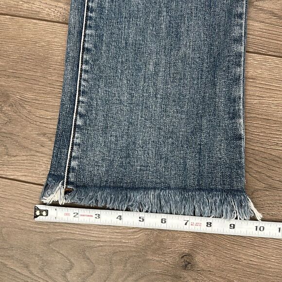 Risen High Rise Crop Boot Cut Fray Blue Jeans‎ Size 28 - Picture 13 of 14
